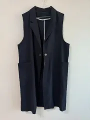 ネイビー リネン ベスト