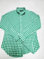 ポロ グリーンチェック メンズ コットンシャツ 状態極上 L 100 ポール1154