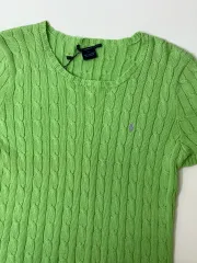 Polo ラルフ ローレン スポーツ 蛍光グリーン ケーブル 半袖 ニット