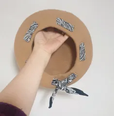 バンダナ 装飾 ベレー帽 キャスケット ウールハット レディースハット 冬用帽子