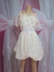 リズリサ風 リボン レース バルーン パフ ワンピース