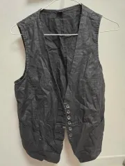 ブラック リネンベスト