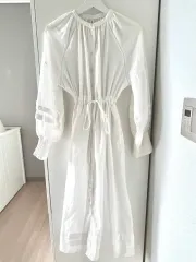 wherewear 白 リネン ロング ワンピース