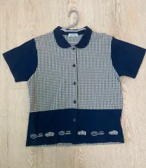 丸襟バイカラー シャツ