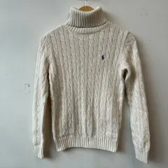 13193 - ポロラルフローレン 白 ケーブル タートルネック ニット