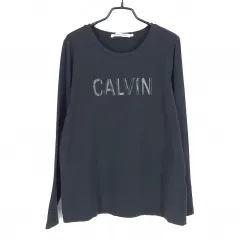 Calvin Klein(カルバ・ンクライン) レディース プリンティング スパンキー 長袖Tシャツ 黒 95 ( M ) HU37724
