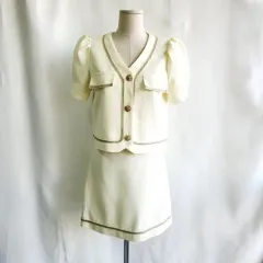 スーツセット Vネック パフスリーブ セットアップ