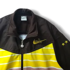 M NIKE ブラウン ストライプ 刺繍 ジップアップ ジャージ