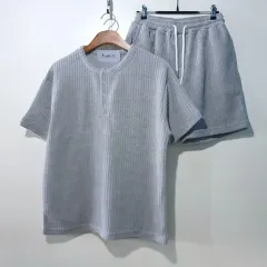 SS新作) オンス ヘンリーネック マッスル ニット 半袖セット 4color M L