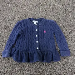 ポロ キッズ ケーブル編みカーディガン 12ヶ月 80サイズ ネイビー