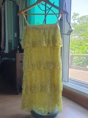 黄色 ティアード ワンピース ロマンティックムード レトロなデザイン かわいいのは不可解です レイヤード 季節の変わり目