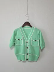 薄い 半袖 ニットカーディガン Free