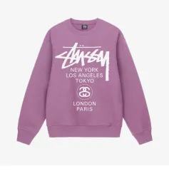 STUSSY(ステューシー) ワールドツアー パーカー 紫 M
