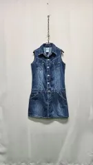 ノースリーブ デニム ミニワンピース