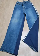 ワイド デニム 半々 デニム ズボン S