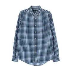 L Tommy Hilfiger(トミーヒルフィガー) 青 黒 スモールチェック柄 ポケット 長袖 シャツ