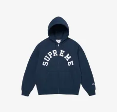 Supreme x Champion ジップアップ フーディー スウェットシャツ ネイビー
