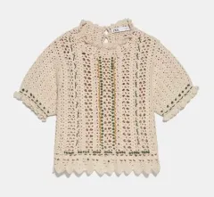 ZARA(ザラ) クロシェ トップス 半袖ニット M