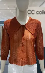 CC collect(シーシーコレクト) ダブルフリル襟 シースルー 透かし編み カーディガン free サイズ 新品