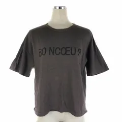 イネド INED Tシャツ カットソー 半袖 ラウンドネック 薄手 コットン プリント 9 茶 ブラウン トップス /PI