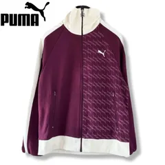 【希少デザイン】PUMA トラックジャケット L ボルドー 総柄 モノグラム プーマ ジャージ