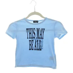 コムサイズム COMME CA ISM Tシャツ カットソー 半袖 ラウンドネック 薄手 プリント 110 青 ブルー トップス /PI