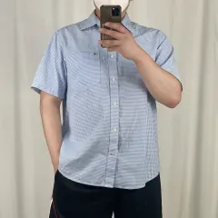 Tommy Hilfiger(トミーヒルフィガー) ライトブルー チェック 半袖 シャツ XL 250625