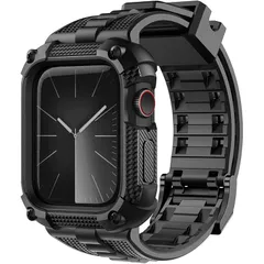 【新品】 コンパチブル Apple Watch バンド 44mm 45mm iWatch シリーズ 9/8/7/6/5/4/SE3/SE2/SEに対応 アップルウォッチ フルカバー 一体型 バンパーケース付き 滑り止め 耐久性 落下防止 衝撃吸収 工事 防 0