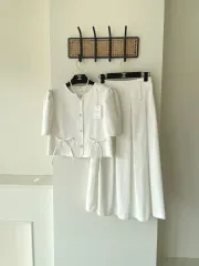 白 ワンピース ロング丈ワンピース デートコーデ 春服 夏服 セットアップ