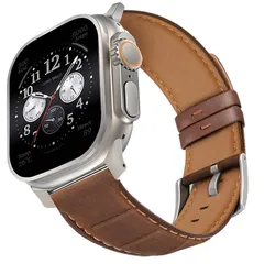 【新品】 SCINYMC レザーウルトラバンド コンパチブル Apple Watch Ultra 3 バンド 49mm 46mm 45mm 44mm 42mm、レザーアップルウォッチ11 Band レディース 女性 男性、シリーズ 10 46mm Appl 1