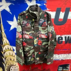 ヴィンテージ レア物 ミリタリー カモフラージュ フラワー マウンテンパーカー ジャケットL 100