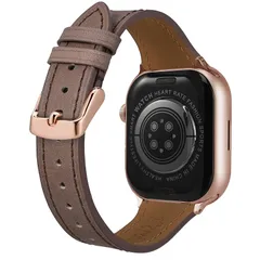 【新品】 MABEKS本革時計バンド コンパチブル Apple Watchバンド 38mm 40mm 41mmライトブラウン・ローズゴールド尾錠交換ベルト 女性用 for スマートウォッチ 1
