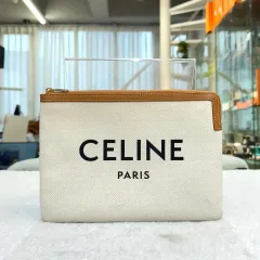 Celine(セリーヌ) キャンバス ロゴ クラッチバッグ ホワイト- H061709