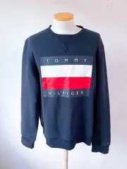 (本物) トミーヒルフィガービッグロゴ起毛ラウンドスウェットシャツ (メンズ) 105 ）