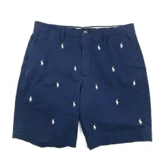 ポロ Ralph Lauren(ラルフローレン) マルチ ポニー 刺繡 チノ ハーフ パンツ ネイビー 32