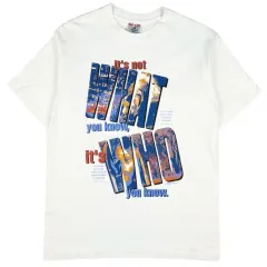90s ヴィンテージ TJ プリント 管状の シングルステッチ 半袖 Tシャツ USA