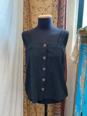 GU 黒 ストライプ ノースリーブ ( M )