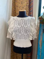 ZARA 白 半袖 ニット ( S )