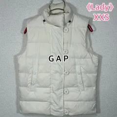 GAP ダウンベスト ホワイト ダウン75% フェザー スタンドカラー 美品 XXS 軽量のサムネイル