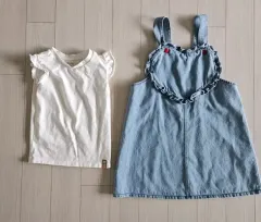 ノースリーブTシャツ+サスペンダーデニムスカート 新品 110 まとめ