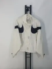 NIKE(ナイキ) ウィンドブレーカー リッフェル ビッグ・ダブル・スウッシュ ウーブン クロップド ジャケット 白 レディース L