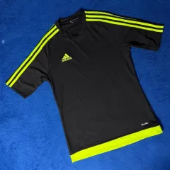 adidas(アディダス) 黒 蛍光イエロー 半袖 T ( F )