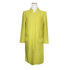 生存 ライムグリーン ニット コート 55