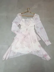 花 シフォン ワンピース 55 ジャパンヴィンテージ森ガールギャル姫軽ロリスワンガールスタイル