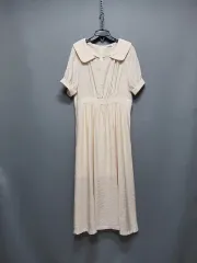 ホットピンク カラー シャーリング ロング丈ワンピース