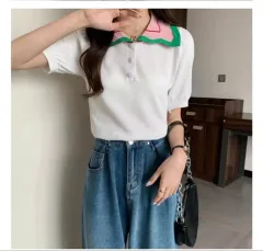 ウェーブカラーニット (ホワイト)