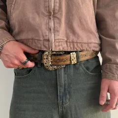 ヴィンテージ スタイル ブラウン & GOLD ベルト