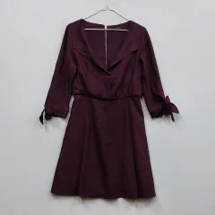 SOUP レディース ゆったりONE PIECE 春 秋 バーガンディ 91712