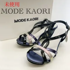 未使用 MODE KAORI ウェッジソール ストラップサンダル クッション ソフトインソール 24.5 ネイビー レディース 靴 _218068のサムネイル