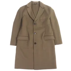 極美品▼HERMES エルメス カシミヤ100% ロングコート シングル チェスターコート ブラウン系 50 イタリア製 正規品 メンズ シンプル◎